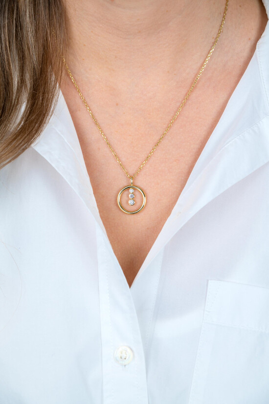 ZINZI zlv. collier gg.verg.hanger open rond en 3 zirc.