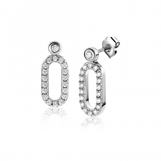ZINZI zlv. oorknopjes open schakel zirconia's
