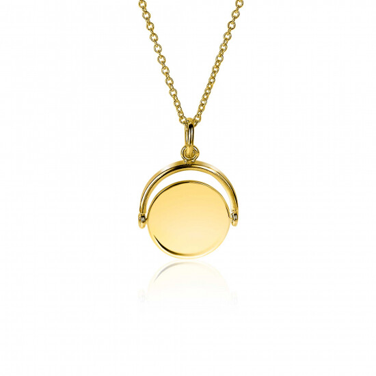 ZINZI silberner Anhänger 14K gelbvergoldet 27mm rund glänzend Plättchen 18mm ZIH2217G