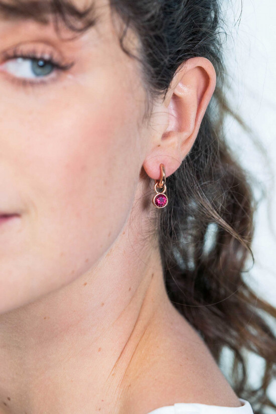 ZINZI silberne Ohrhänger rosé vergoldet 7mm rund dunkelrot ZICH1486RR