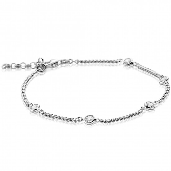 ZINZI Silberarmband Gourmet-Glieder mit weißen runden Zirkonias ZIA2263