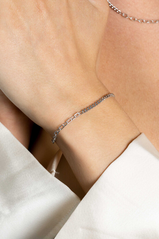 ZINZI zlv. armband half grmt.en paperclipschakels