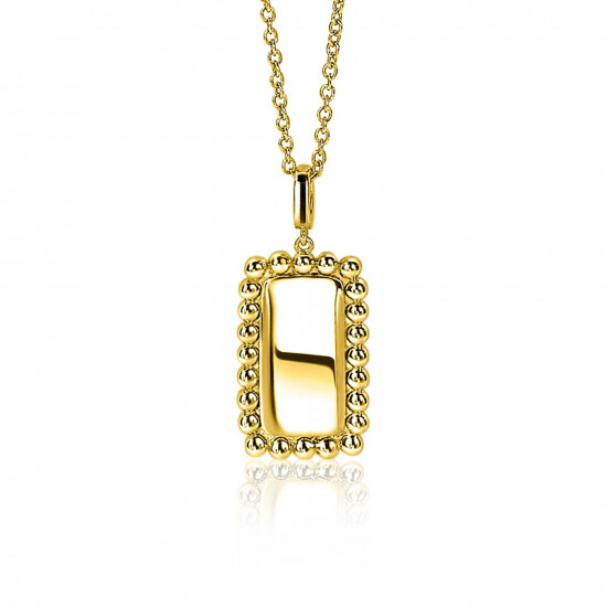 ZINZI silberner Anhänger gelbvergoldet 26mm Rechteck mit Kugel rand ZIH1976G