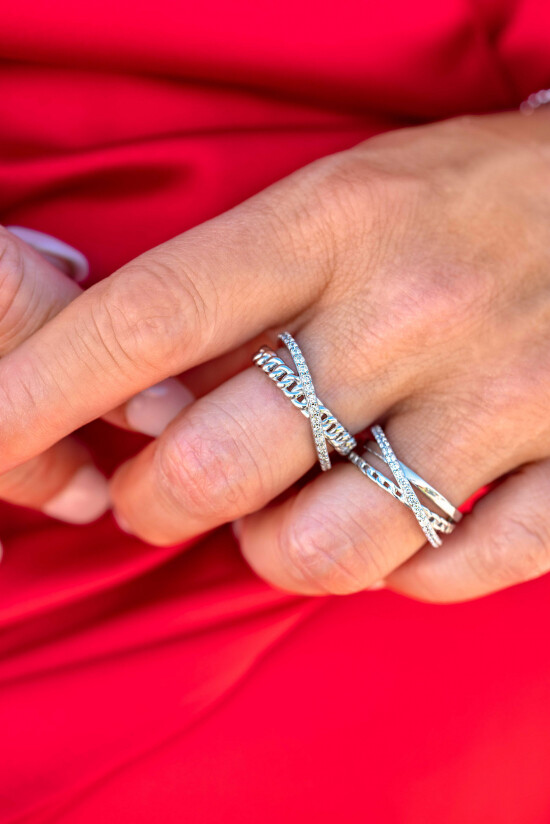 ZINZI zlv. ring cross-over gourmet/zirconia's mt.62