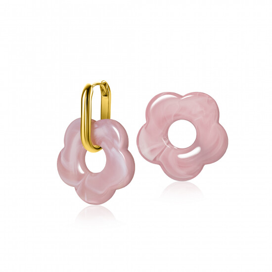 ZINZI oorbedels bloem 26mm roze kunststof