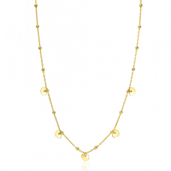 ZINZI zlv. collier gg.verg.fant. met hartjes eraan