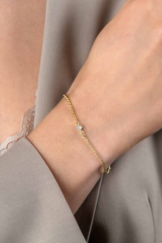 ZINZI zlv. armband gg.verg. koord met zirconia