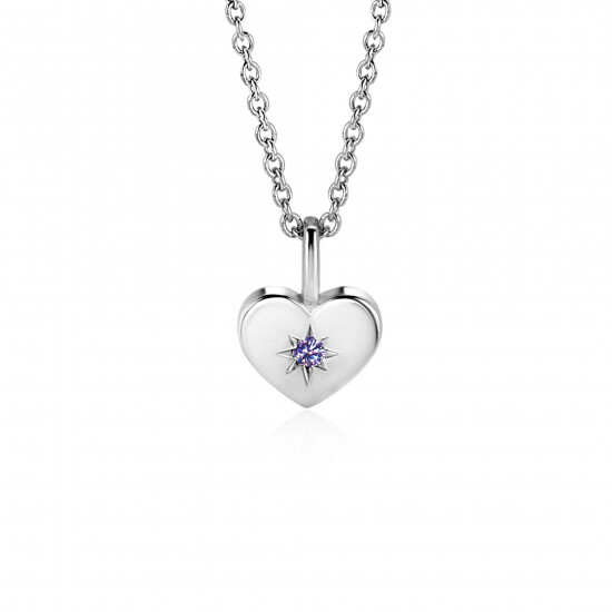 ZINZI zlv. hanger hart birthstones licht amethist cz.