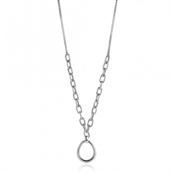 ZINZI zlv. collier met ovale tussenschakels en hanger