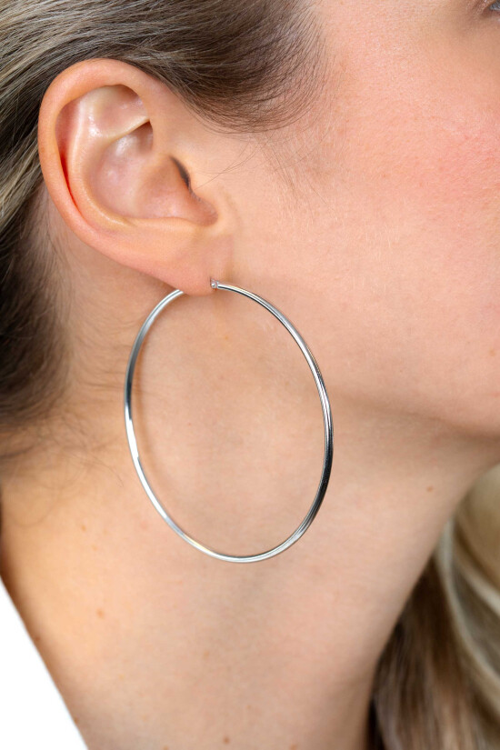ZINZI silberne Ohrringe glatt 65x2mm rund ZIO438