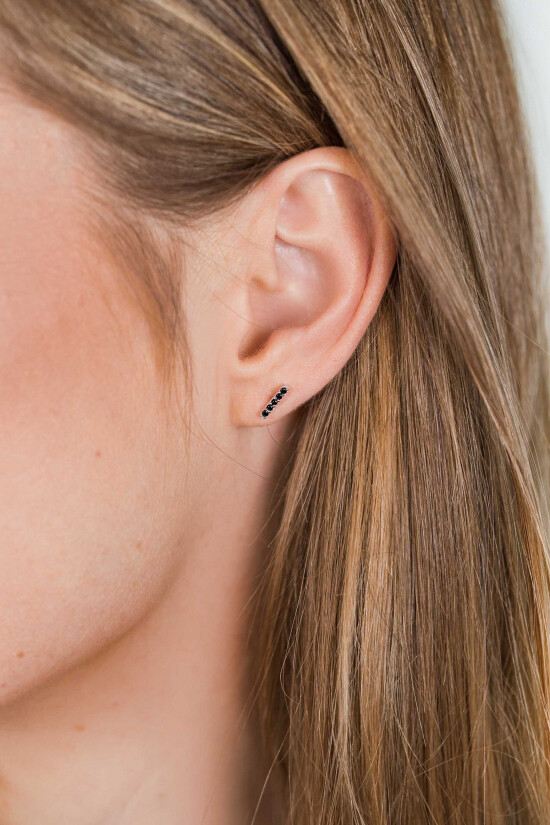 ZINZI silberne Ohrstecker Stab schwarz 8mm ZIO1689BL