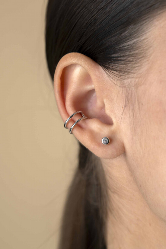 ZINZI zlv. earcuff dubbel glad