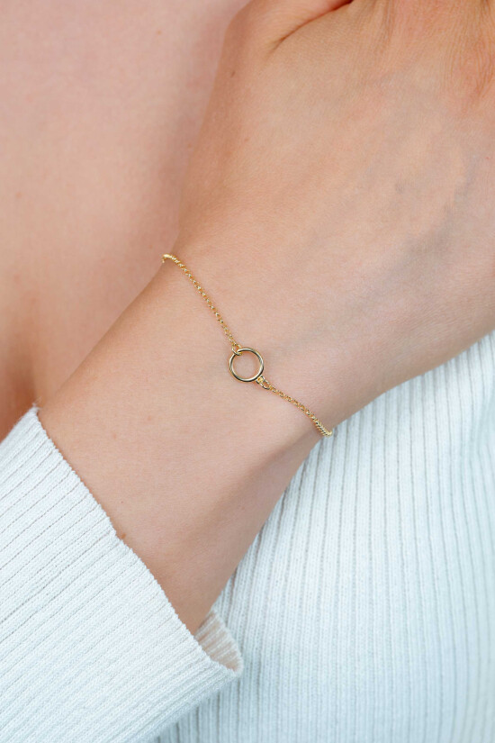 ZINZI zlv. armband gg.verg. met open rondje