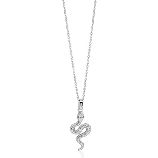 ZINZI zlv. collier met slanghanger groene ogen