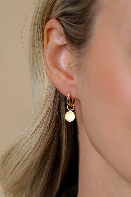 ZINZI zlv. creoolhangers geel verguld rond plaatje