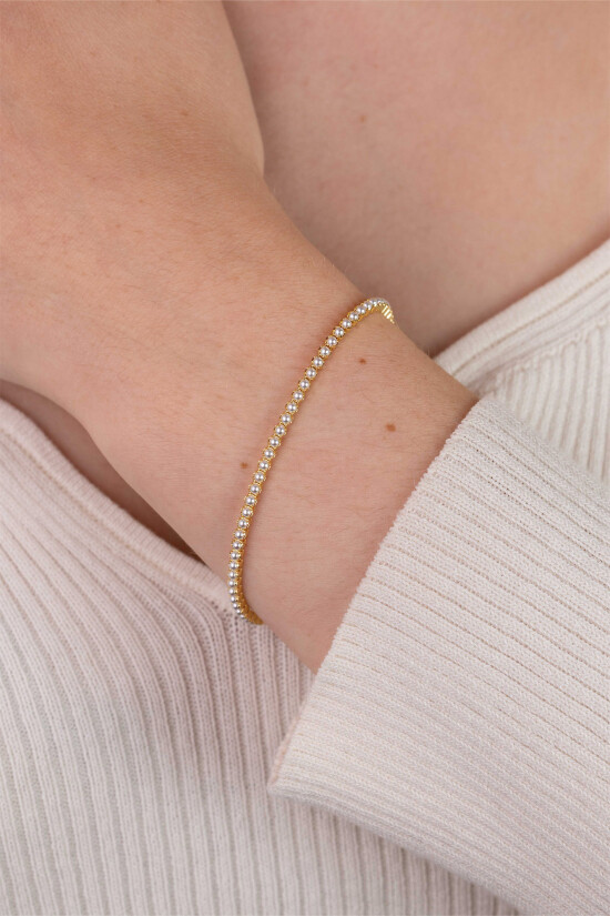 ZINZI zlv. tennisarmband gg.verg. met parels