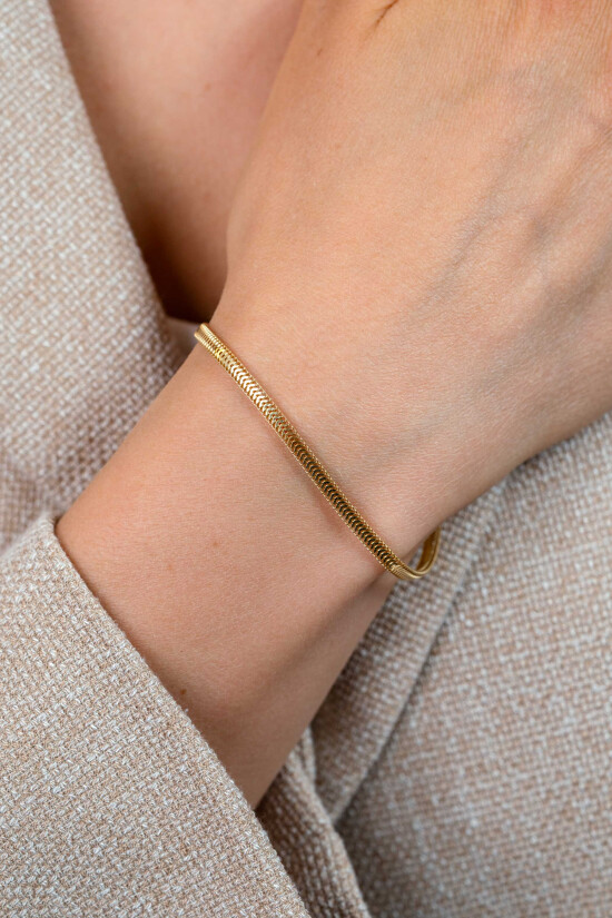 ZINZI zlv. armband geel verguld platte slang