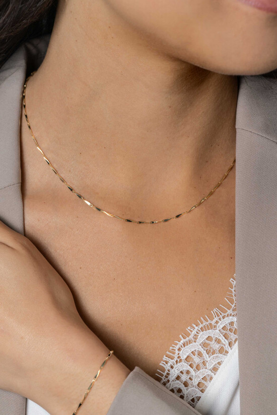ZINZI zlv. collier gg.verg. gedraaide schakels 45cm