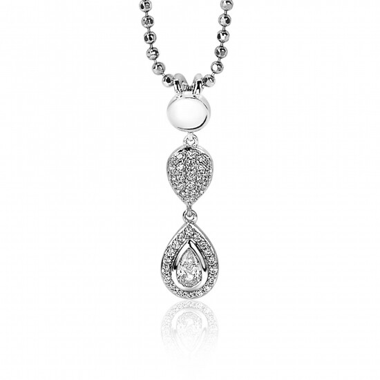 ZINZI silberner Anhänger 26mm Tropfenform  weiße Zirkonias ZIH1972