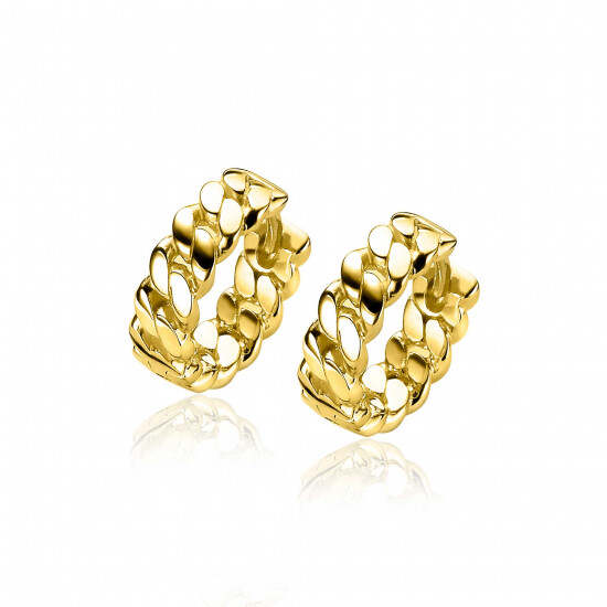 ZINZI silberne Ohrringe 14K gelb vergoldet 13x4mm Gourmet Glieder ZIO2225