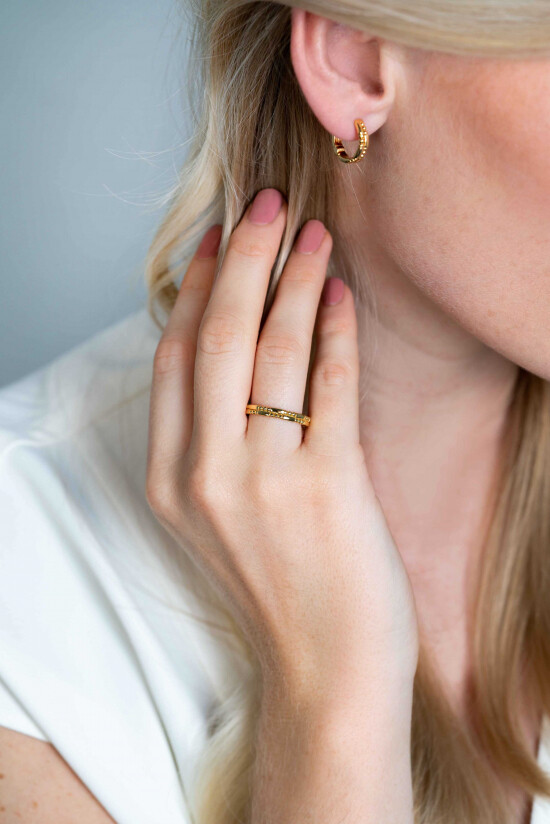 ZINZI silberner Ring extra 14K gelb vergoldet Stab und Kugeln ZIR2250