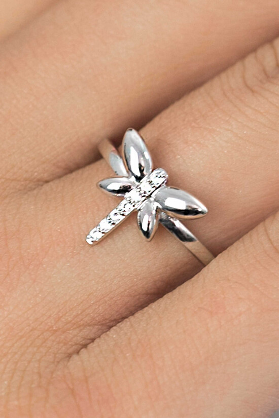ZINZI silberner Ring Libelle weiß 12mm ZIR1887