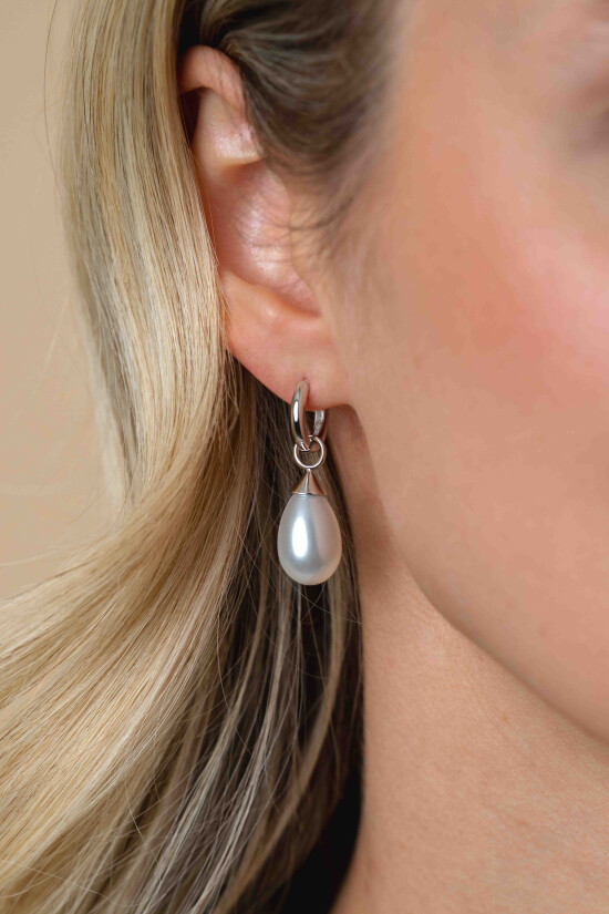 ZINZI zlv. creoolhangers druppel wit