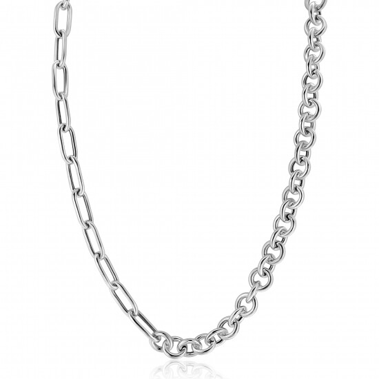 ZINZI zlv. collier half jass/paperclip schakels 45cm