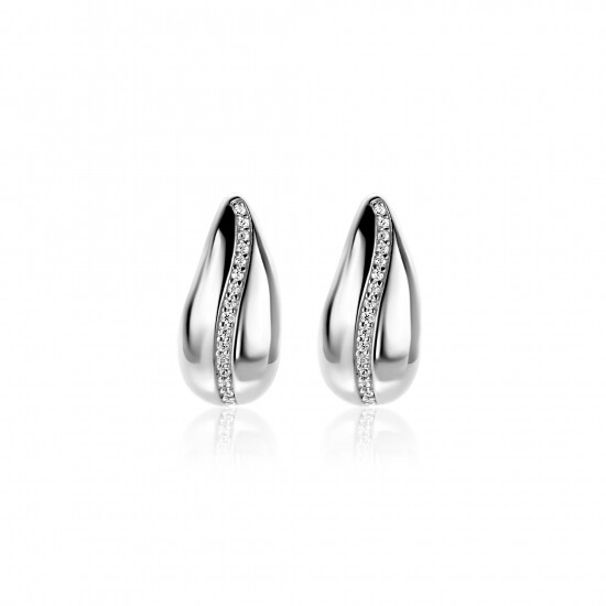 ZINZI zlv. oorstekers druppel met zirconia's