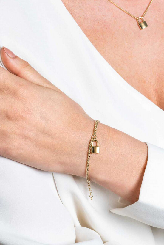 ZINZI zlv. armband gg.verg. grmt.met slotje hanger