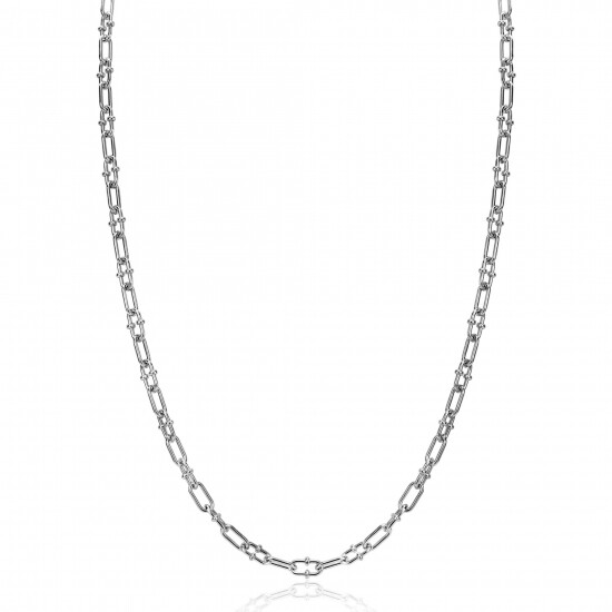 ZINZI Silberkette mit Paperclip-Gliedern, 4 mm, verziert mit verspielten Kugeln, 42-45 cm ZIC2586