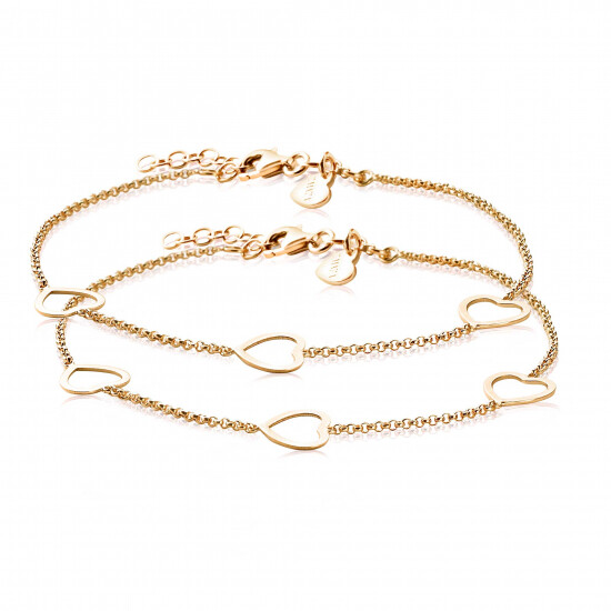 ZINZI Set aus 2 Silberarmbändern mit gelb vergoldetem Herz 17-20cm ZIA1188G-SET
