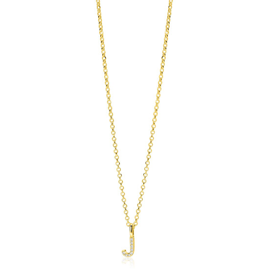 ZINZI zlv. hanger gg.verg.letter J bezet met zirconia's