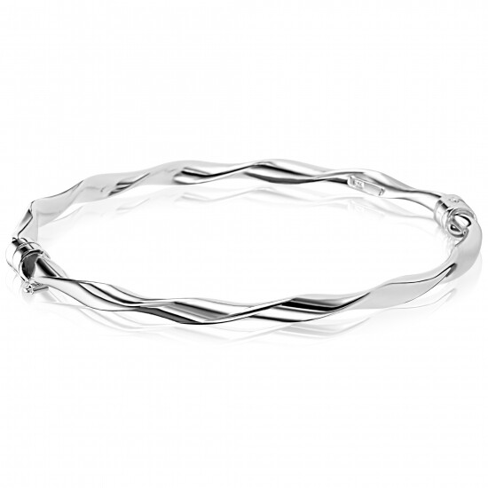 ZINZI zlv. bangle armband gedraaid 4mm