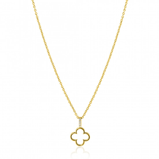 ZINZI zlv.collier gg.verg.hanger open klaver/oog zirc.
