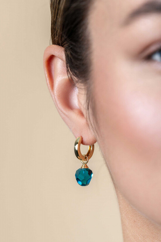 ZINZI zlv. creoolhangers gg.verg.met blauwe bead