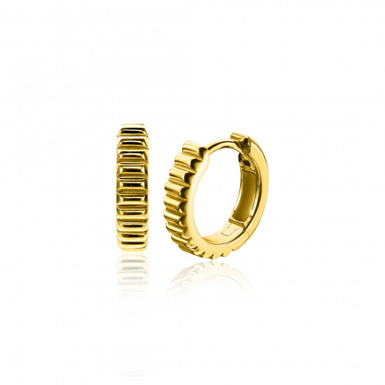 ZINZI silberne Luxus-Ohrringe extra 14K gelbgold gerippt 16mm ZIO2245