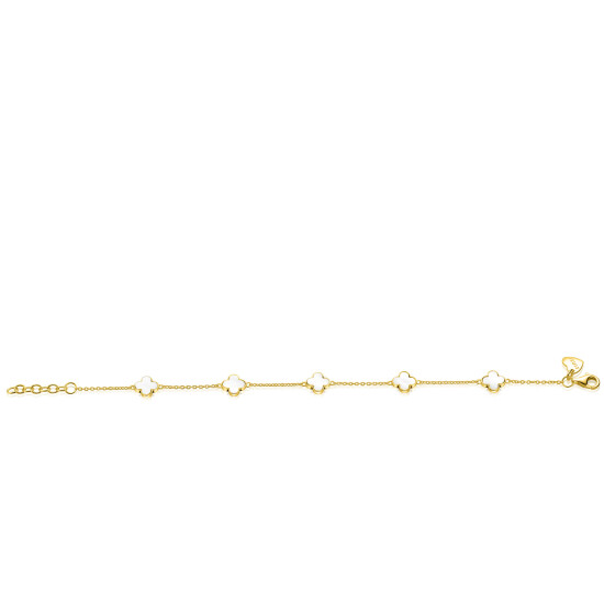 ZINZI zlv. gg.verg.armband met 5 parelmoer klavers
