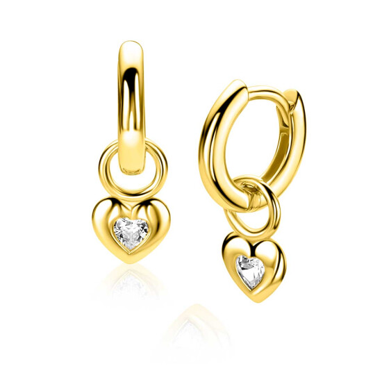 ZINZI zlv. oorbedels gg.verg.hart met hart zirconia