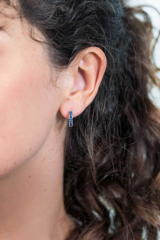 Zinzi silberne Ohrringe 15 x 3mm dunkelblau ZIO191DB