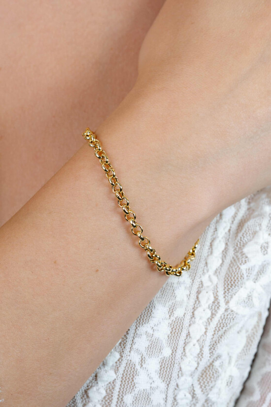Zinzi silbernes gelb plattiertes Jasseron-Armband 4,5mm breit 18cm ZIA1911G
