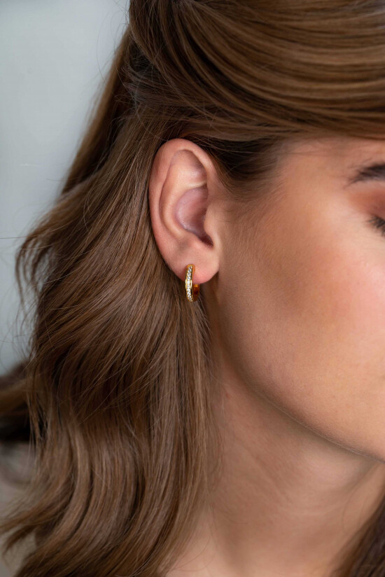 "Zinzi silberne Ohrringe 14K gelb vergoldet 17 x 3mm  weiße Zirkonias ZIO186Y"