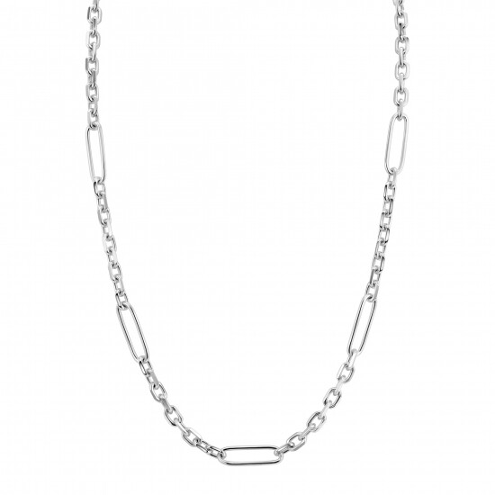 ZINZI zlv. collier schakels en paperclip 43+3cm