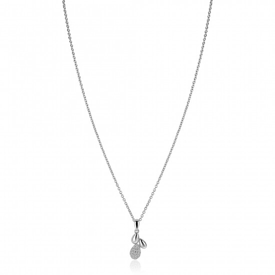 ZINZI zlv.collier met fant. hanger druppels en zirc.
