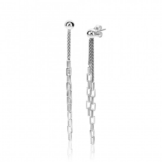 ZINZI zlv. oorstekers lang popcorn en schakels 65mm