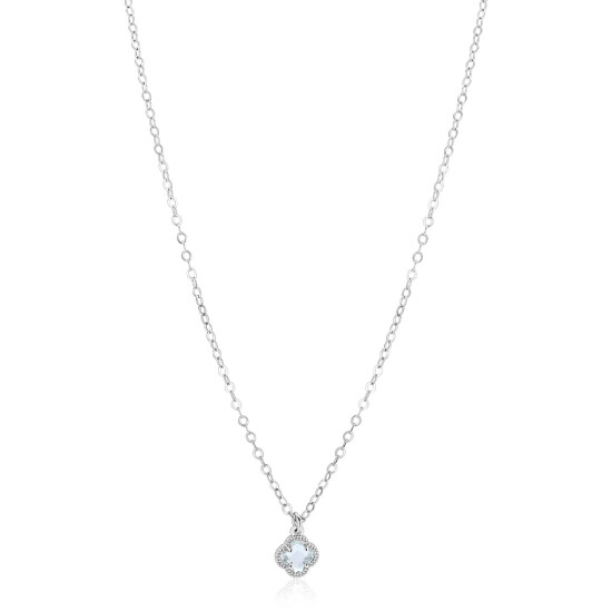 ZINZI zlv. collier met blauwe klaver hanger