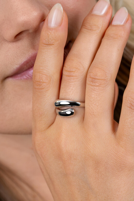 ZINZI zlv. ring slagmodel organische vorm mt.62