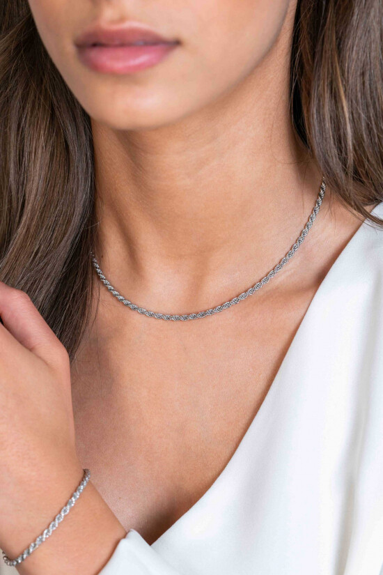 ZINZI zlv. koord collier 3mm 45cm