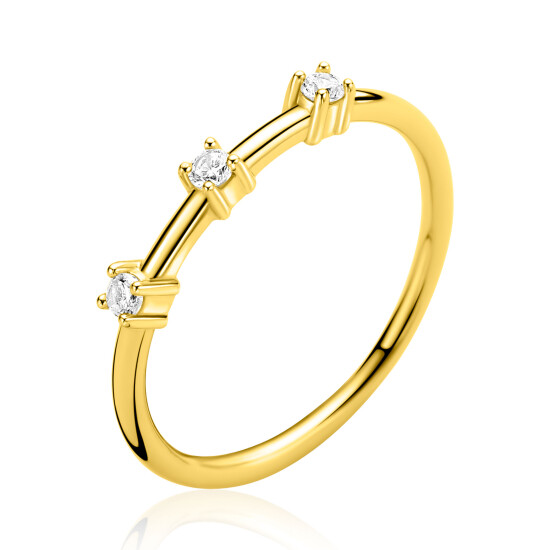 ZINZI zlv.ring gg.verg. met 3x zirc. in chaton mt.62