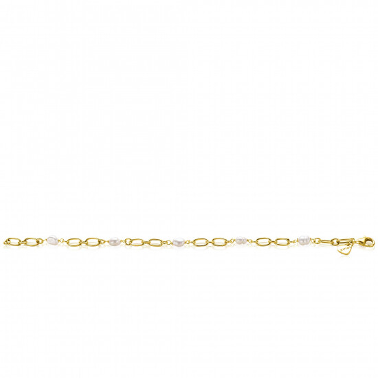 ZINZI vergoldetes Silberarmband mit natürlich geformten Süßwasserperlen 19cm ZIA-BF112G